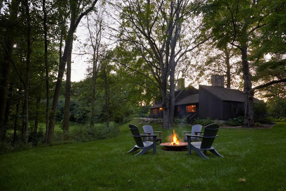 Cabins in the woods, by a river in Wisconsin