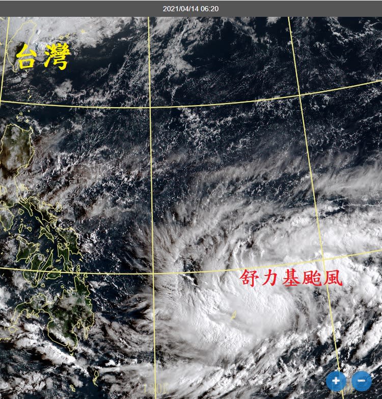 今年第2號颱風「舒力基」成形，正在關島西南方1010公里海面上，以每小時3公里速度，向北北西進行，離台灣還很遠。   圖：翻攝自鄭明典臉書