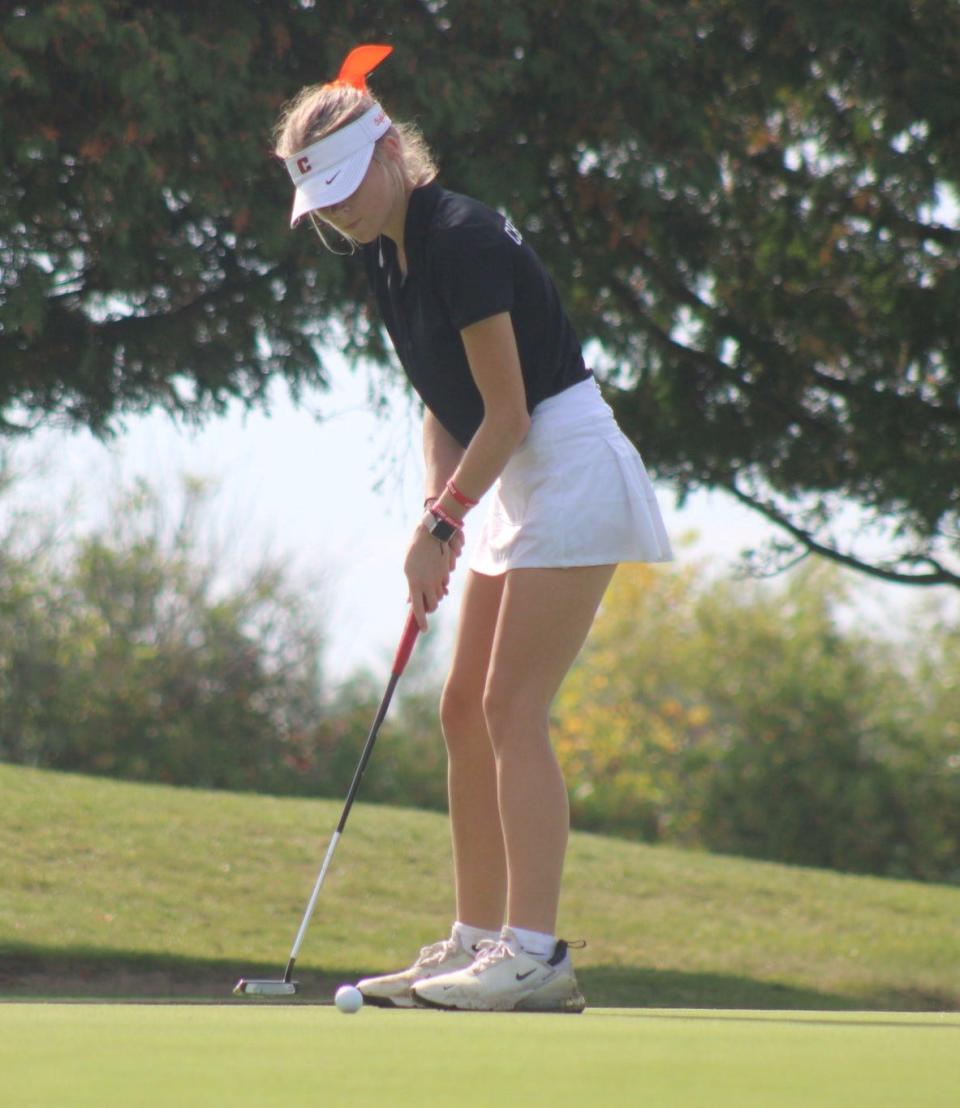 Cheboygan senior girls golfer Katie Maybank qualified for the MHSAA Division 3 finals after finishing in a tie for second at a regional meet hosted by Remus Chippewa Hills on Tuesday.