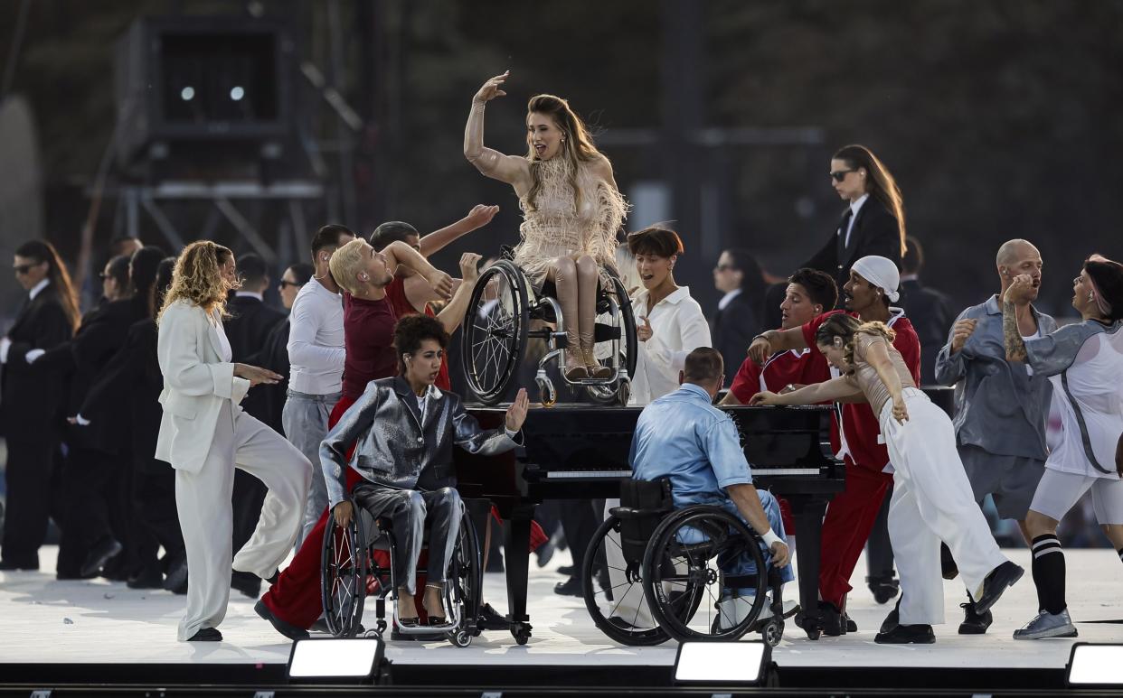 Artists perform at the Paris 2024 Summer Paralympic Games opening ceremony at Place de la Concorde