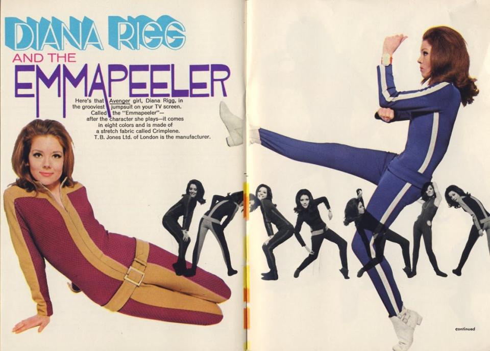 Diana Rigg modelling the Emmapeeler catsuit