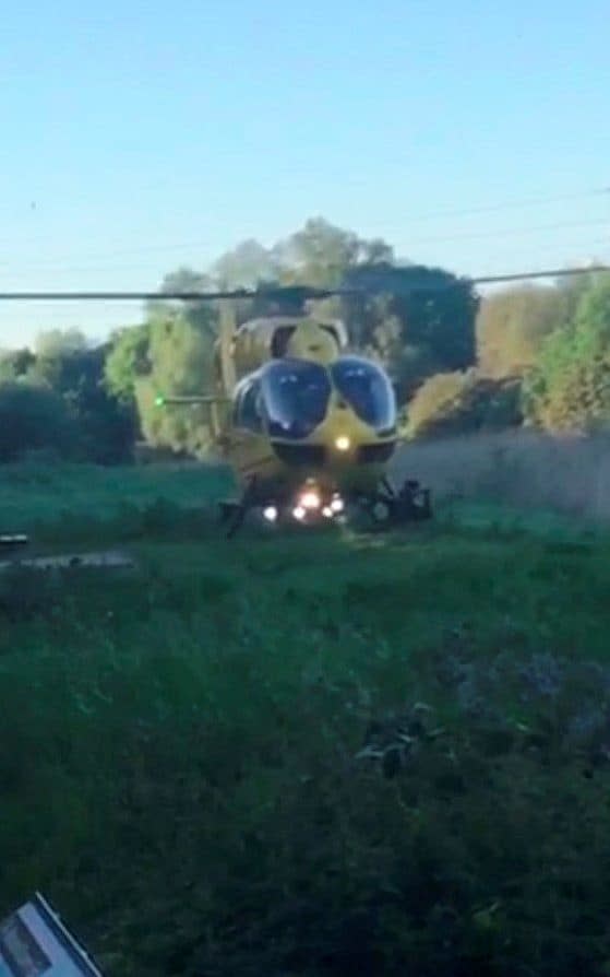 Prince William in the air ambulance at the lake at Lee Valley Park - Credit: Herts Mercury / SWNS.com