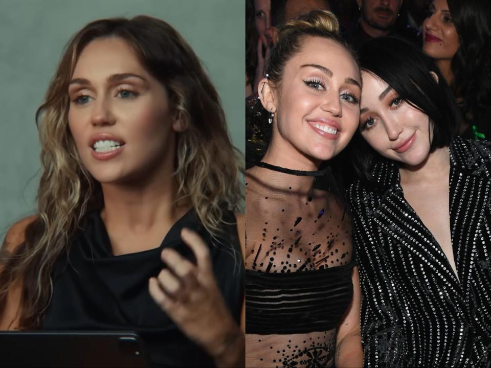 Miley Cyrus says her little sister Noah Cyrus was ‘pushing the button of the camera’ and actually took the controversial near-nude photo of her in 2008.