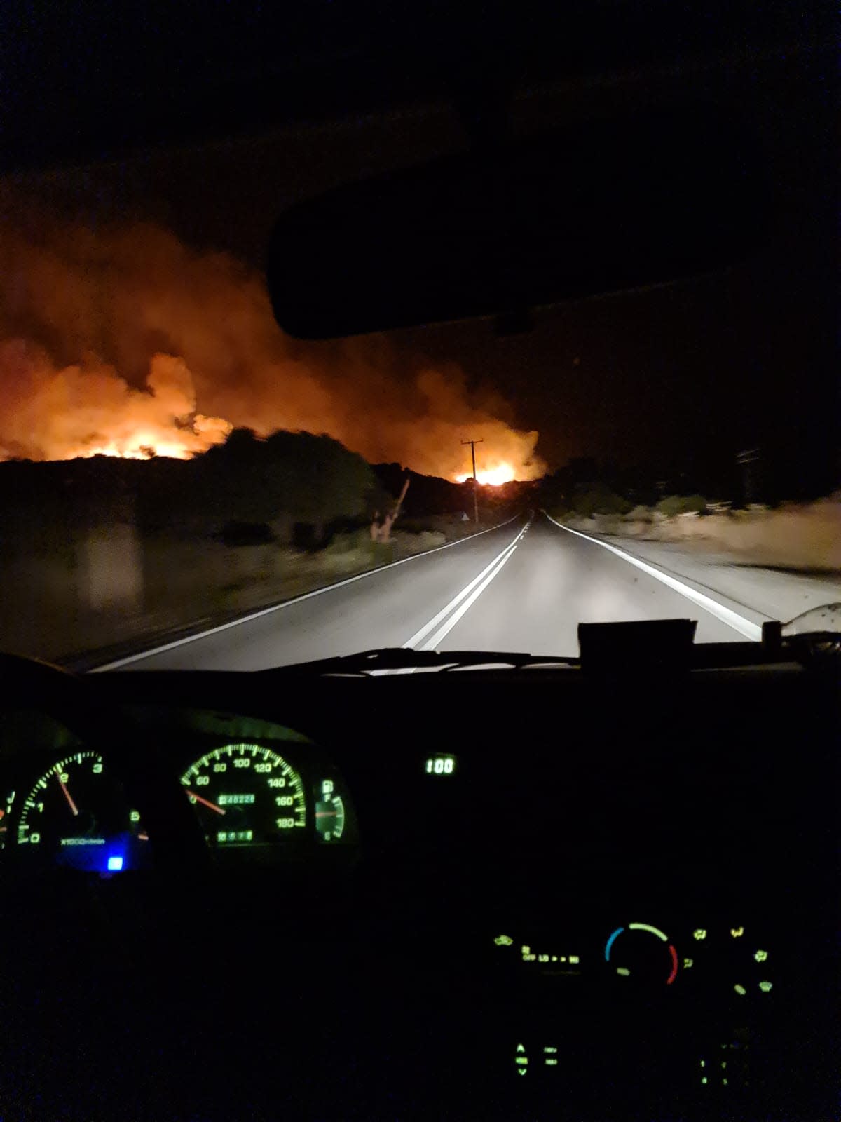 One of the wildfires seen at night. (Barry May)