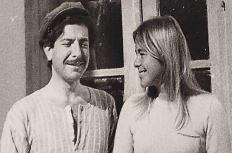 This image released by Roadside Attractions shows Leonard Cohen and Marianne Ihlen in a scene from the documentary "Marianne & Leonard: Words of Love." (Roadside Attractions via AP)