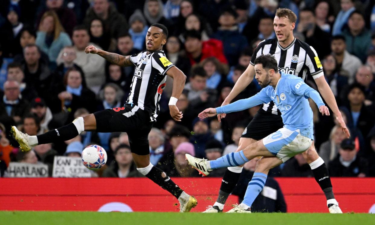 <span>Bernardo Silva scores Manchester City’s second goal against Newcastle.</span><span>Photograph: Stu Forster/Getty Images</span>