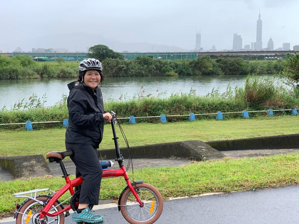Leann Luong bikes at Meiti Riverside Park in Neihu District in Taipei.