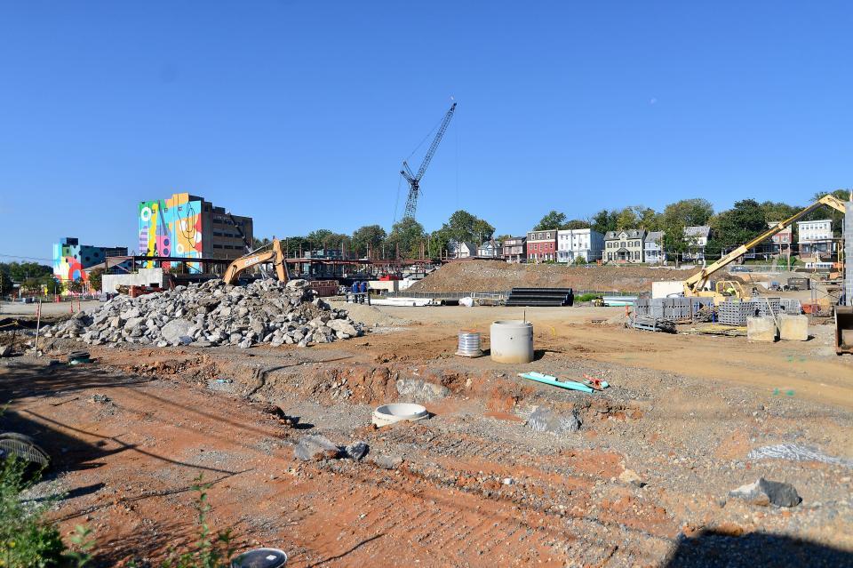 Construction continues Tuesday, October 3 , 2023 on the Hagerstown Multi-Use Sports and Events Facility in Hagerstown.