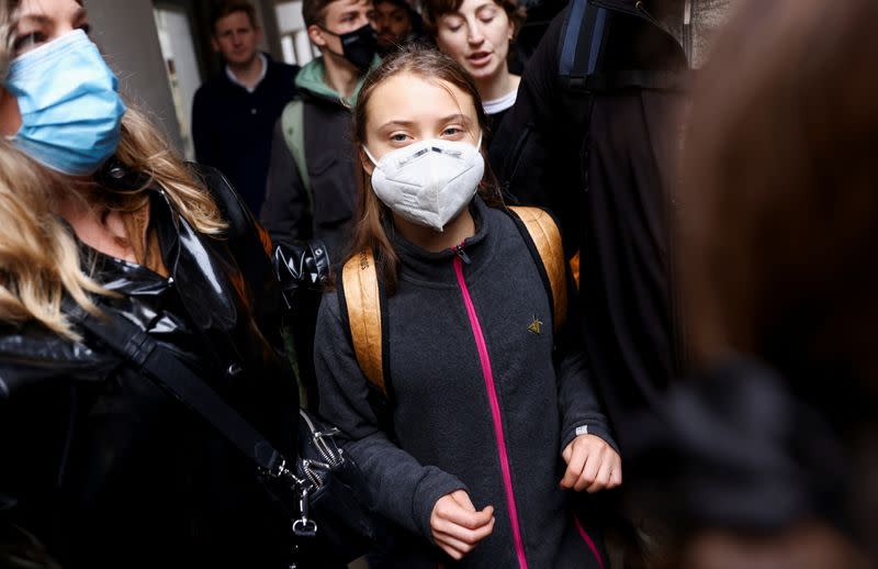 Climate activist Greta Thunberg attends a protest ahead of the UN Climate Conference, in London