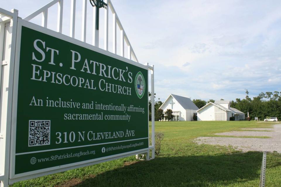 The sign for St. Patrick’s Episcopal Church as can be seen from the road.