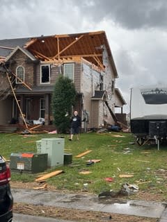 Storm damage at the Autumnwood Farms subdivision in Clarksville (Photo: WKRN)