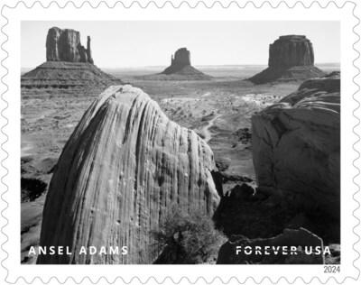 El Servicio Postal de EE. UU. revela estampillas adicionales para 2024 - Estampilla de Ansel Adams - Crédito de la imagen: Servicio Postal de EE. UU.