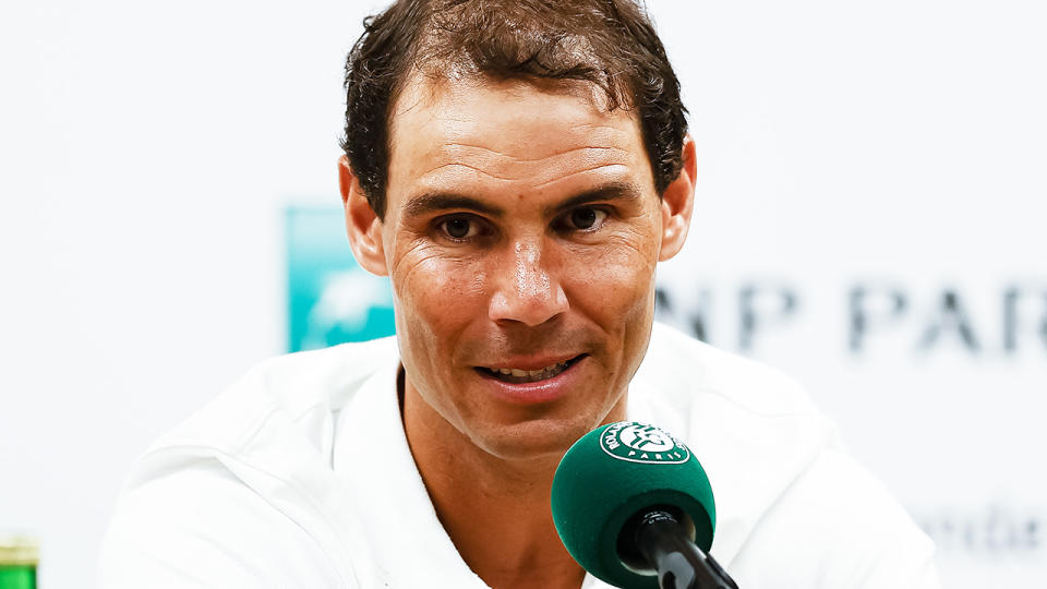 Rafa Nadal, pictured here speaking to the media during a press conference at the French Open.