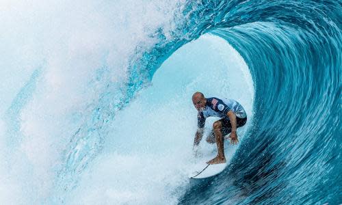 Kelly Slater at the Tahiti Pro event in 2022.