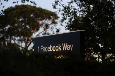 A Facebook address sign is seen at Facebook headquarters in Menlo Park, California, on Wednesday, October 10, 2018. REUTERS/Elijah Nouvelage