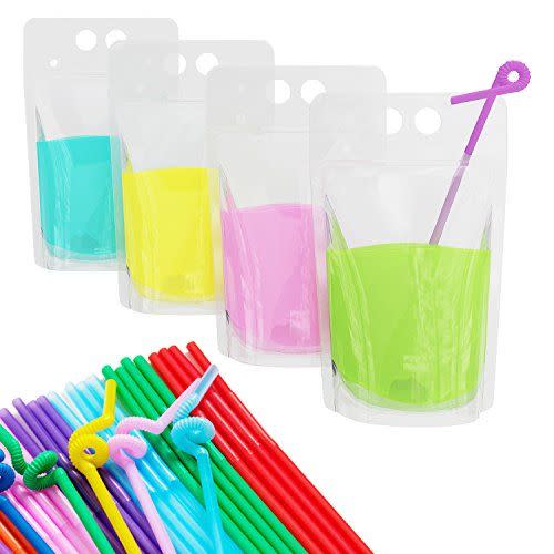 100 Drink Pouches With Straws