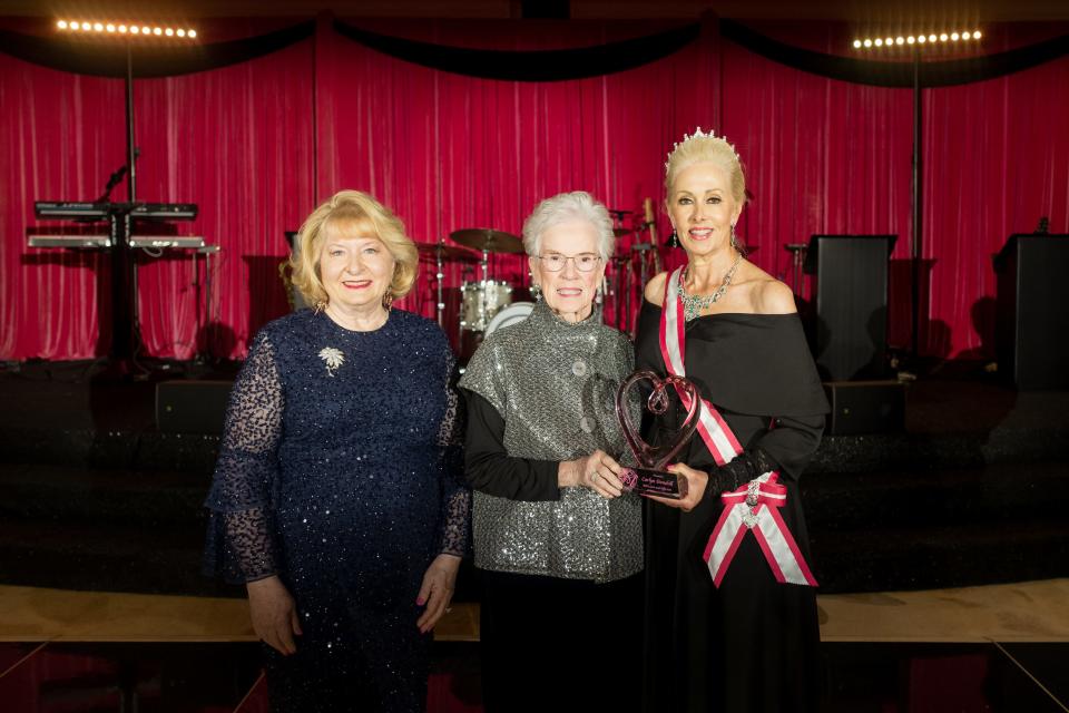 Muses event co-chair Roz Hack, honorary event chair Carlyn Stonehill and event co-chair Victoria Bridges attend at "Glitz, Glamour & Muses," the Muses annual fundraiser on Feb. 20, 2024.