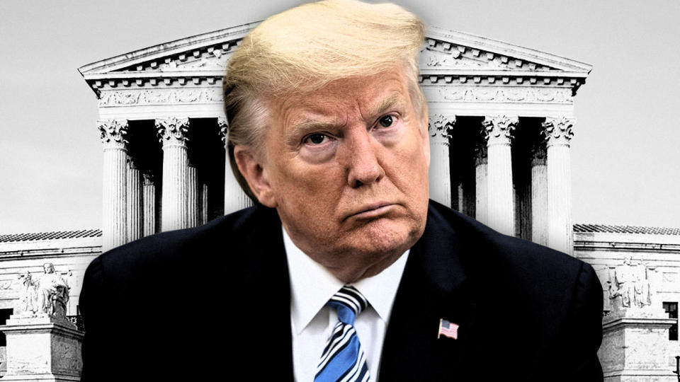 President Trump and the Supreme Court. (Photo illustration: Yahoo News; photos: AP, Getty Images)