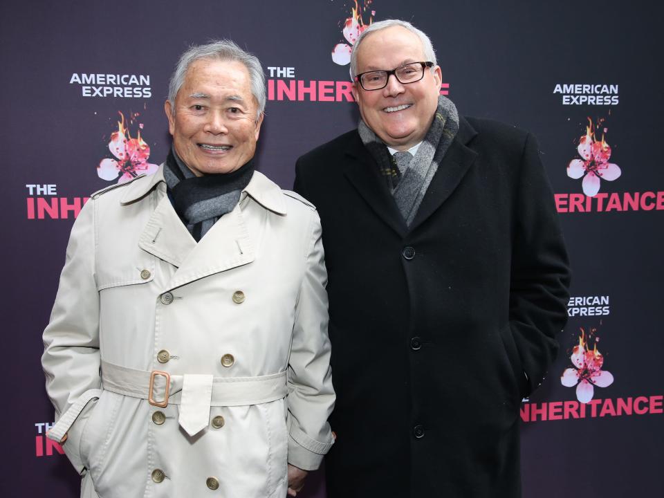 George Takei and husband Brad Altman in jackets