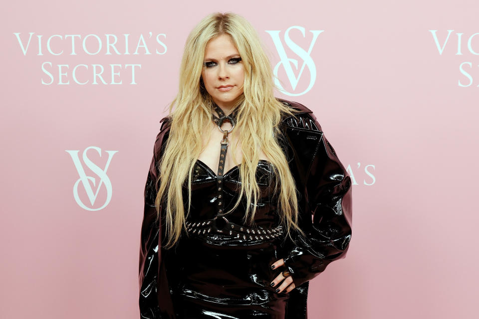 Avril Lavigne cut through Victoria's Secret's iconic soft pink with an all-black edgy punk look on Wednesday. (Photo by Taylor Hill/Getty Images)