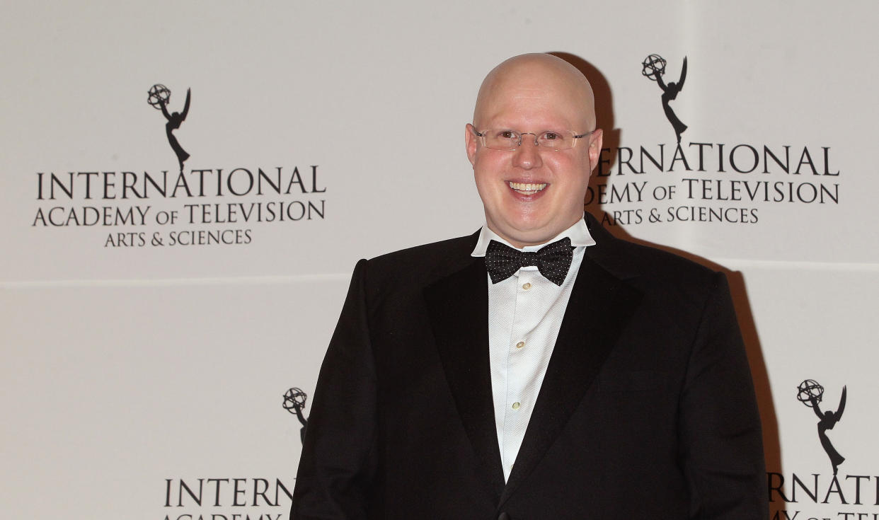 NEW YORK, NY - NOVEMBER 24:  Comedian Matt Lucas poses in the press room at the 2014 International Academy Of Television Arts & Sciences Awards at New York Hilton on November 24, 2014 in New York City.  (Photo by Jim Spellman/WireImage)