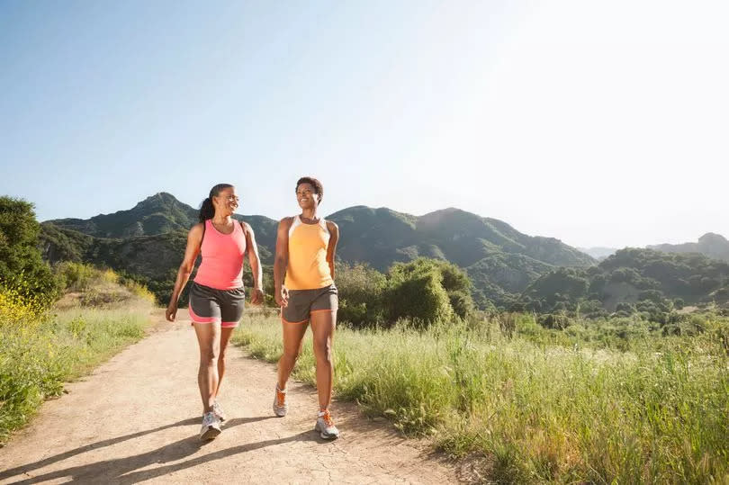 Two women walking