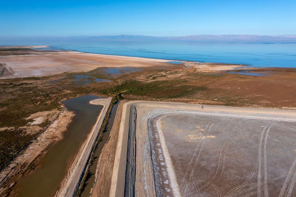 The California Natural Resources Agency Species Conservation Habitat Project at the Salton Sea will receive federal funding in Brawley, Calif., on Thurs., Dec. 7, 2023.