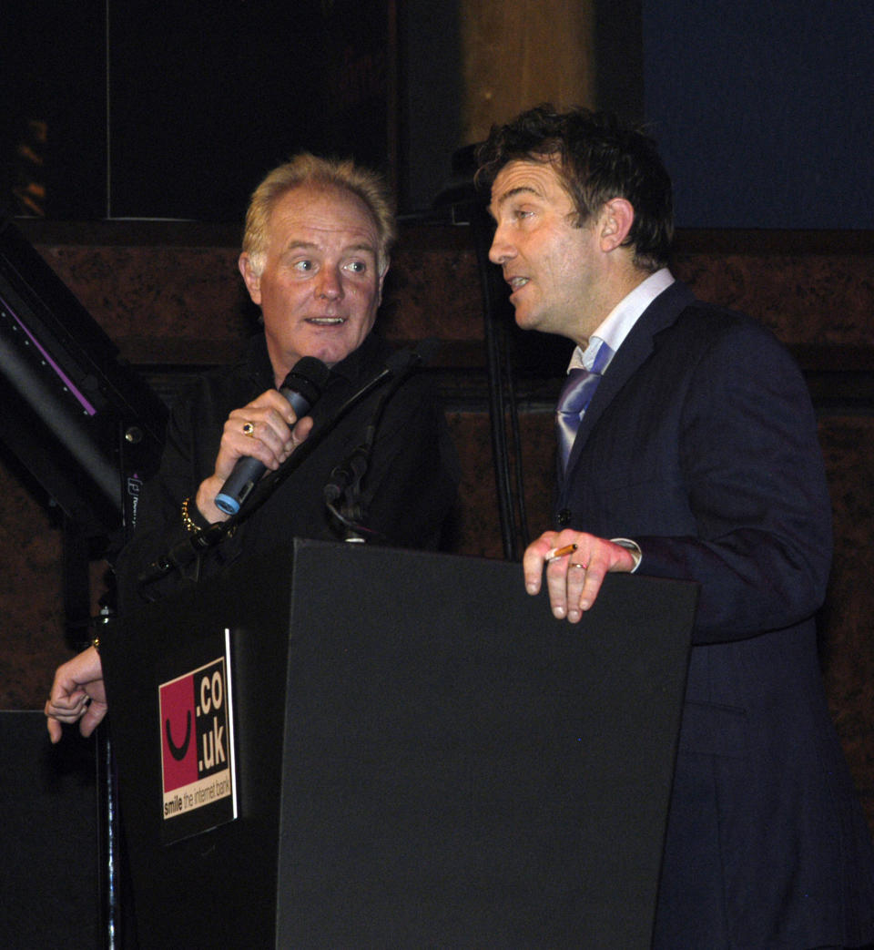 Bruce Jones and Bradley Walsh during North West Comedy Awards - October 28, 2005 at Piccadilly Hotel in Manchester, Great Britain. (Photo by Shirlaine Forrest/WireImage)