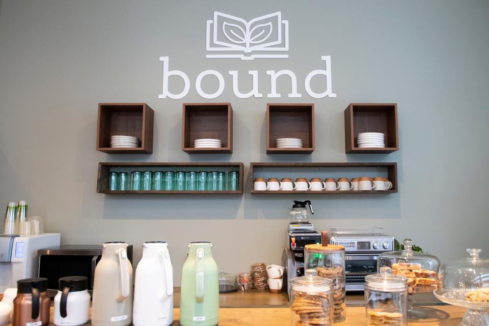 The cafe at of Bound Books features hot beverages, including java from Lancaster-based Square One Coffee, and fresh baked goods from The Contented Rooster Farm in Maryland.