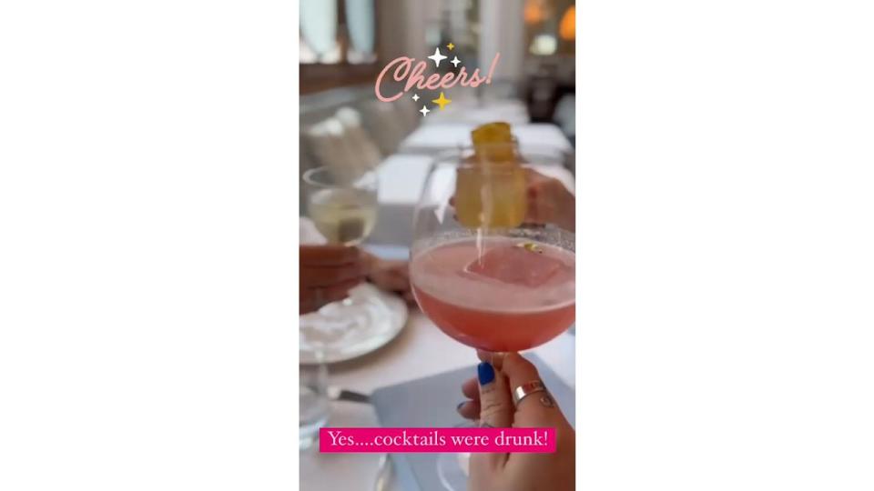 Three women cheersing cocktails