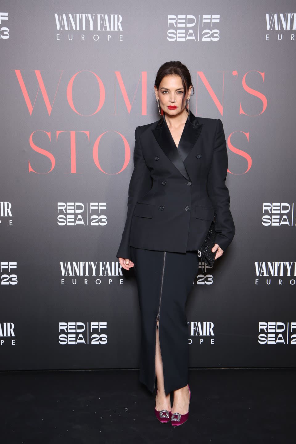 cap dantibes, france may 18 katie holmes attends the red sea international film festivals womens stories gala in partnership with vanity fair europe on may 18, 2023 in cap dantibes, france photo by daniele venturelligetty images for red sea iff