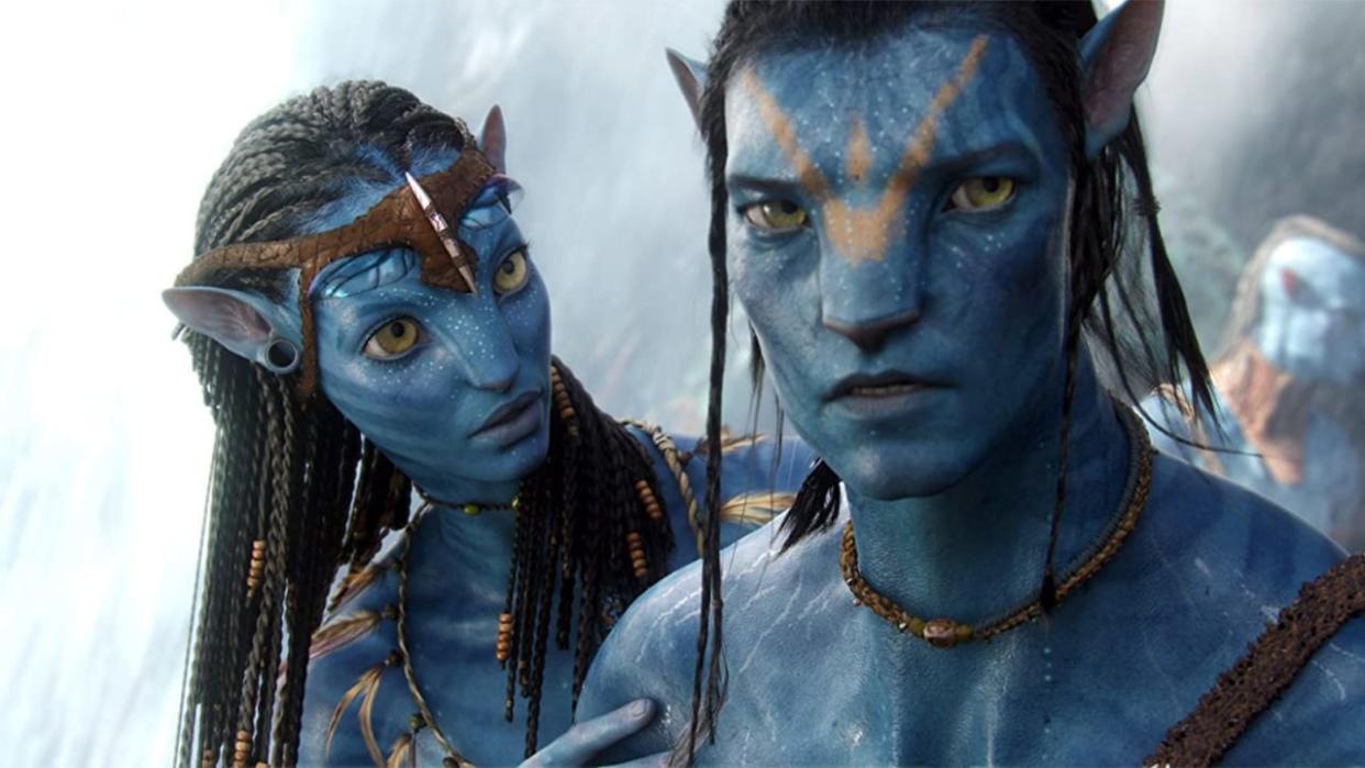  Neytiri speaks to an annoyed Jake Sully in 2009's Avatar movie. 