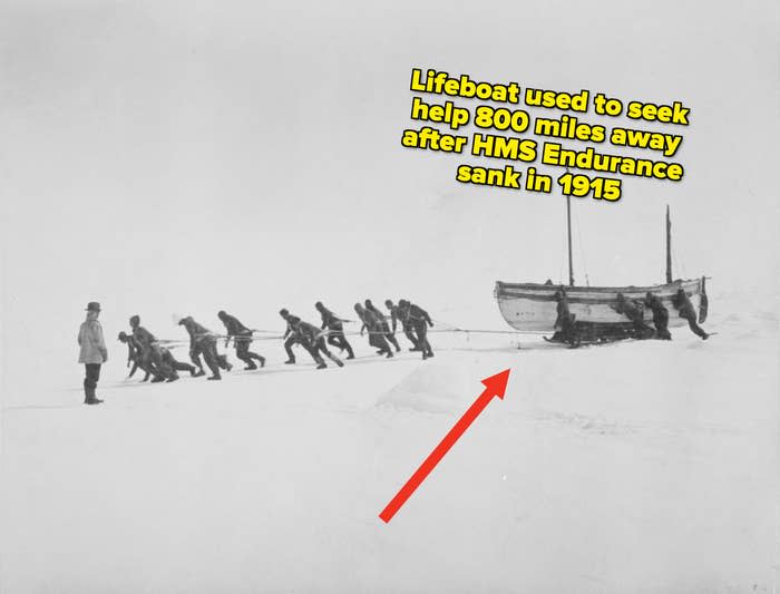 Relaying the 'James Caird' across the ice, Antarctica, November 1915. Imperial Trans-Antarctic Expedition 1914-1916 (Weddell Sea Party)