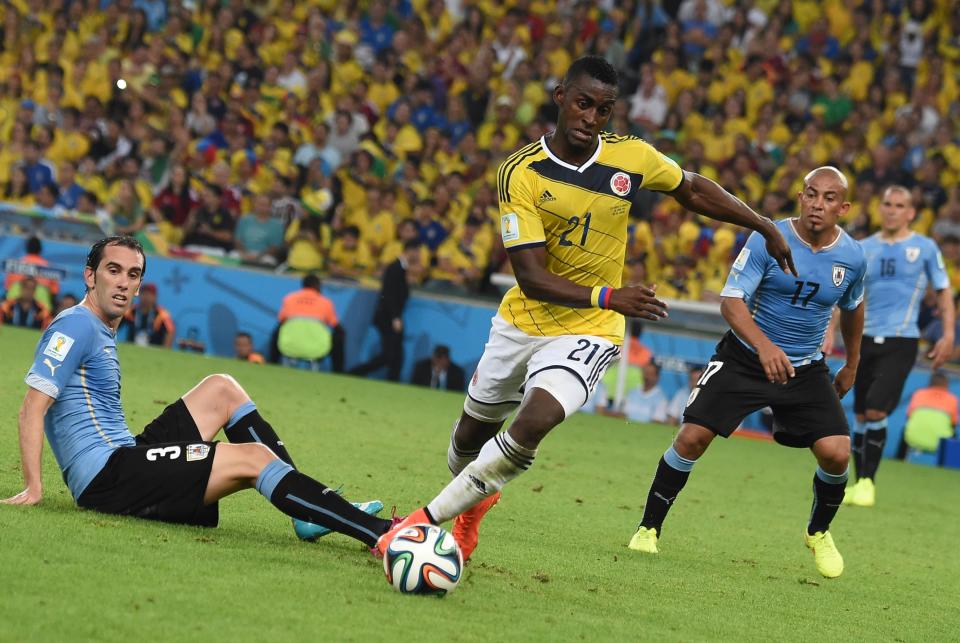 Jackson Martínez durante el partido de octavos de final del Mundial de 2014 entre Colombia y Uruguay. (Foto: Luis Acosta / AFP / Getty Images).