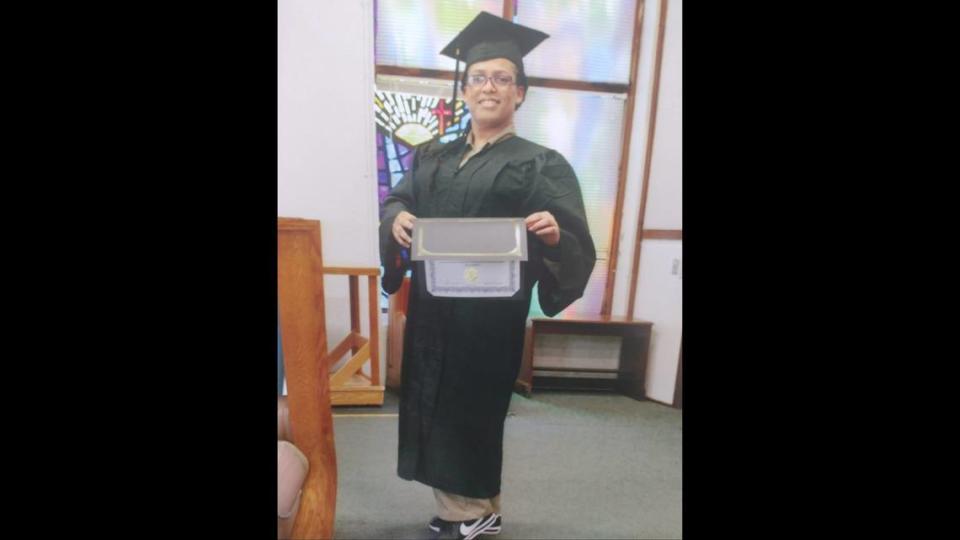 Ayana Satyagrahi graduated from a personal growth program in May 2023 at the federal prison in Leavenworth.