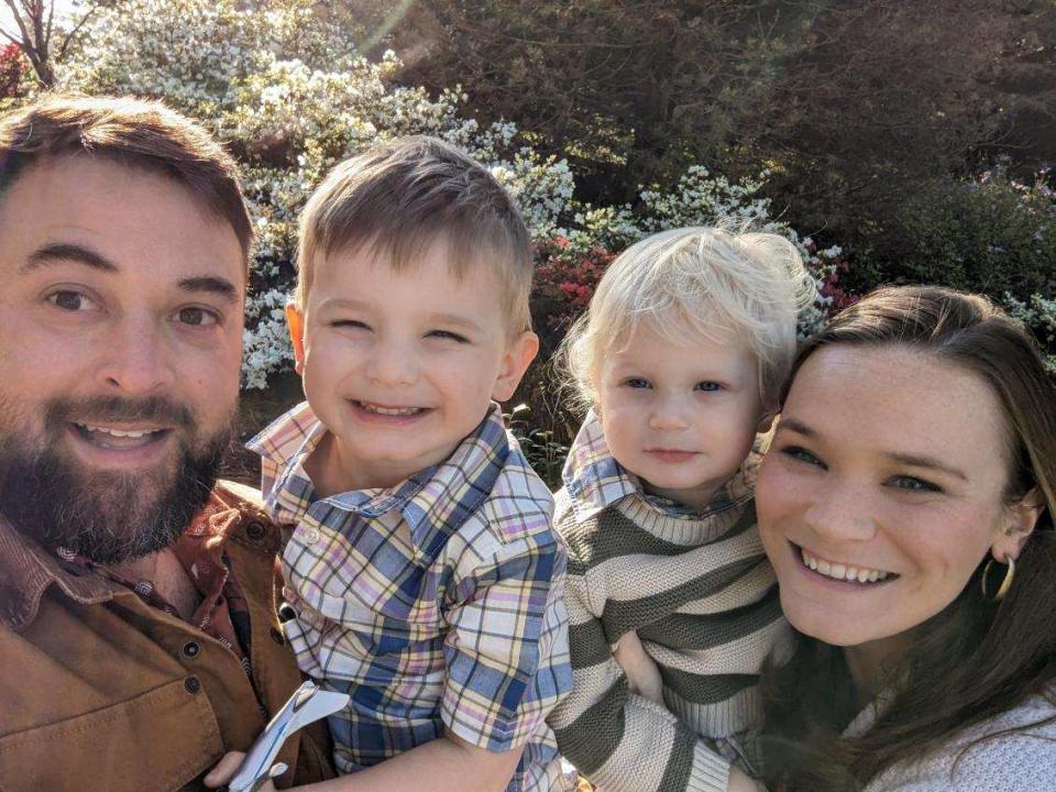 Alex and Abbie Gottfried with their two sons, Henry and Jack. The couple tragically lost their twins Lilian Elizabeth and Magnolia Mae and have launched Lilian Magnolia Garden & Gather as a place to connect people to plants and one another as a tribute to their girls.