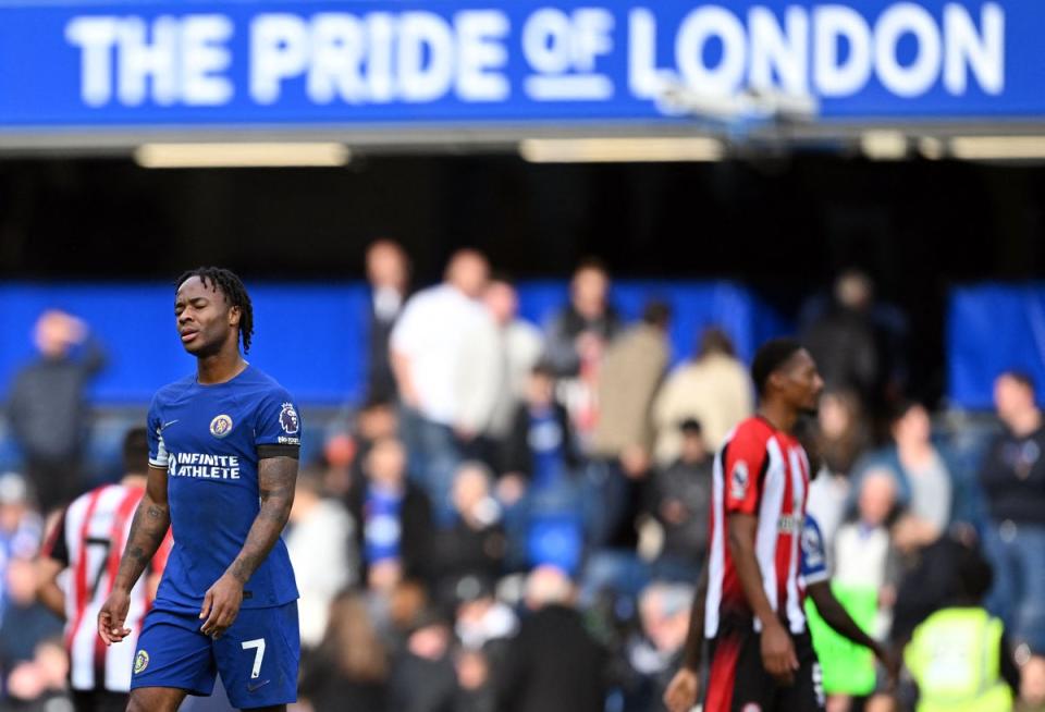 Raheem Sterling is struggling to make an impression up top. (AFP via Getty Images)