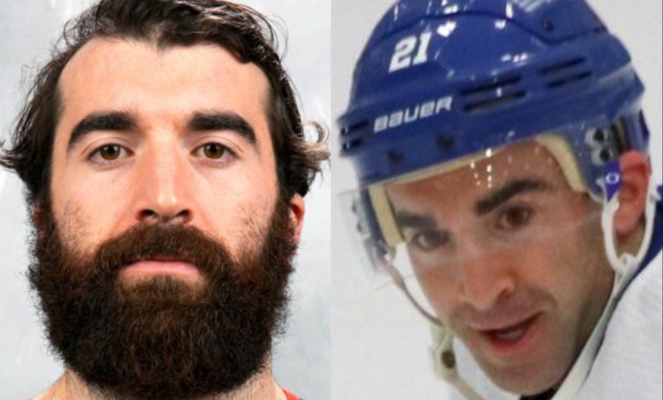 Kyle Palmieri had to shave off a few pounds before he hit the ice with the Islanders on Thursday. (Screengrabs via Twitter)