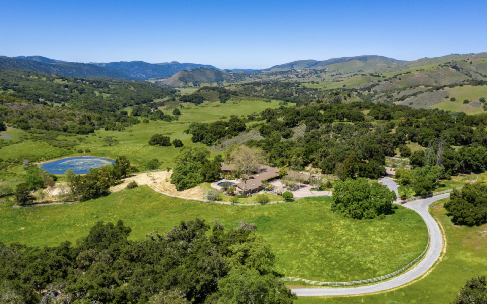 The working cattle ranch consists of a private lake, riding arena, two barns, 2,900-foot airplane landing strip and an understated 5,413-square-foot main house with a swimming pool