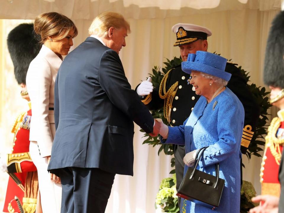 Melania Trump, President Donald Trump, and Queen Elizabeth