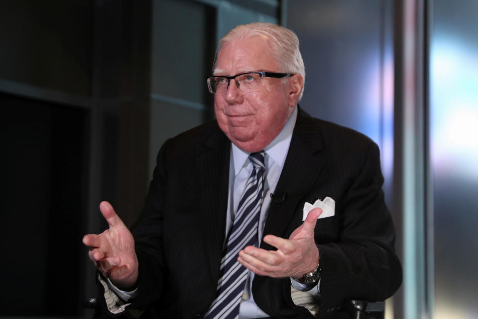 Jerome Corsi, right-wing commentator, speaks during an interview in New York on Wednesday. (Photo: Reuters/Shannon Stapleton)