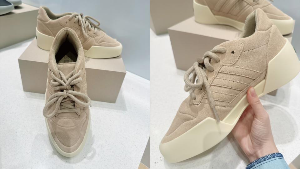 女神奶茶色球鞋盤點：adidas Originals Fear of God Athletics 86 Lo奶茶鞋，NT$6,600。這雙Fear of God Athletics的聯名鞋款，一開賣就造成搶購熱潮圖片來源：編輯拍攝