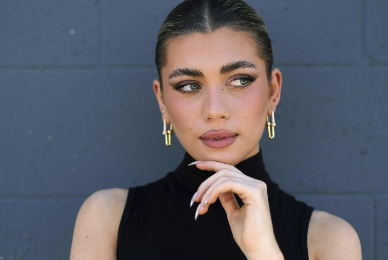 Social media influencer, model and actress Amelie Zilber poses for a portrait, Thursday, Aug. 25, 2022, in Los Angeles. (AP Photo/Chris Pizzello)