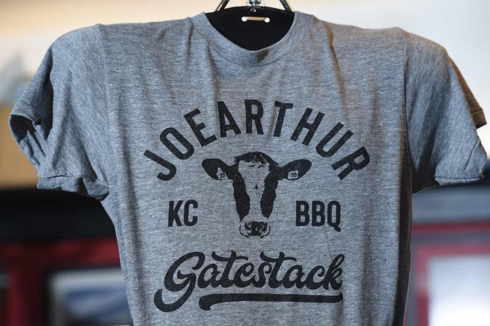 One of the most popular items Brendan Curran sells in his Three KC line is this shirt combining the names of four Kansas City barbecue joints. It was inspired by a comment Jason Sudeikis once made when asked to name his favorite KC barbecue.