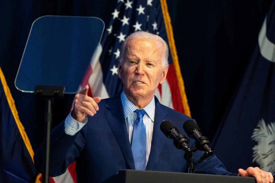 President Joe Biden speaks during the First in the Nation Dinner and Celebration in Columbia, S.C. Saturday, Jan 27, 2024