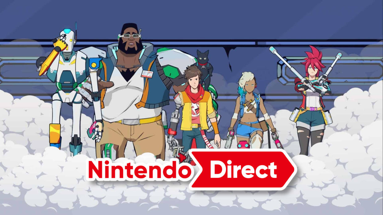  Nintendo Direct logo over "Hi-Fi Rush" game screenshot. 