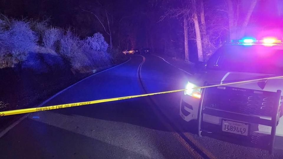 A Fresno County Sheriff’s Office cruiser blocks the road near the 47000 block of Dunlap Road in Miramonte after a double homicide on Wednesday, Dec. 27, 2023, according to deputies. FRESNO COUNTY SHERIFF'S OFFICE