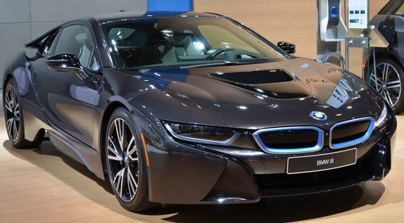 BMW i8 electric supercar, which uses a fully carbon fiber chassis.