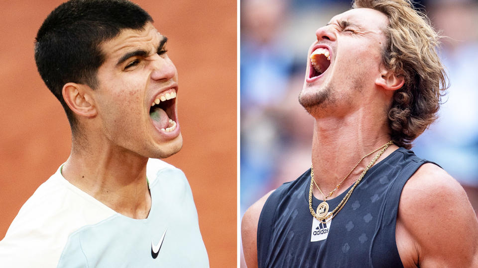 Carlos Alcaraz and Alexander Zverev, pictured here in action at the French Open.