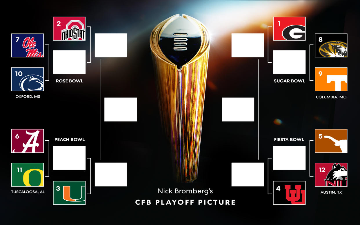 Who will make the first iteration of the 12-team College Football Playoff? Here's how it looks after two weeks of action. (Taylar Seivert/Yahoo Sports illustration)